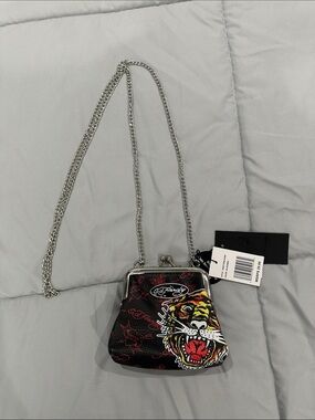 Ed Hardy Black Mini Crossbody with Colorful Tiger Motif